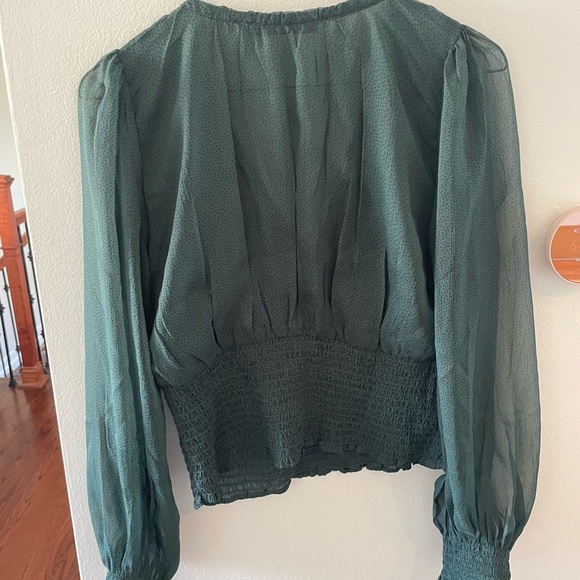 Abercrombie & Fitch Dark Green Smocked Blouse - Picture 4 of 4